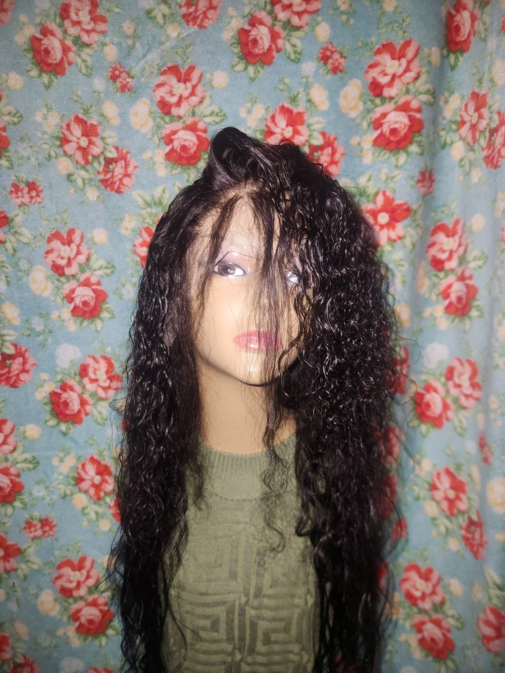 Natural Long Curly Lace Front Wig - Human Hair